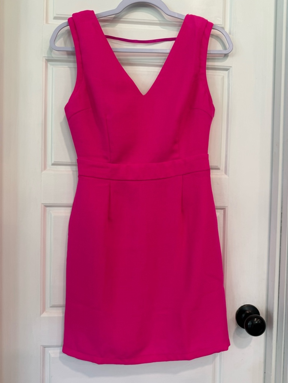 Mittoshop Hot Pink Bodycon Mini Dress Size Small Deep V Back Zip Cocktail